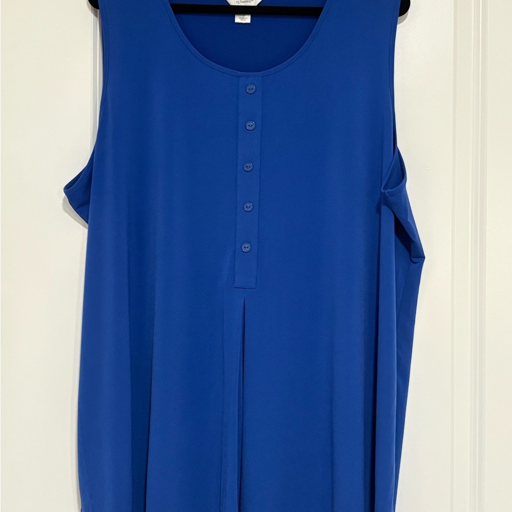 CJ Banks Blue Sleeveless Tank Top